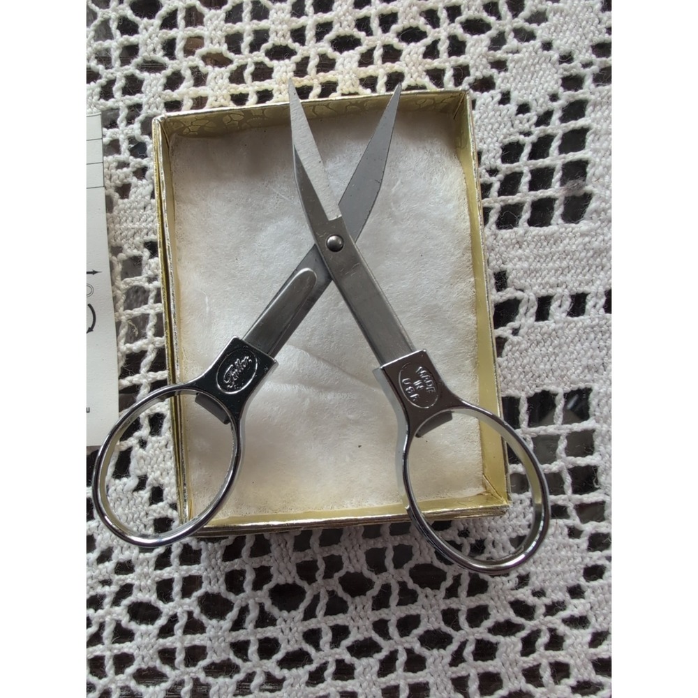 Vtg Premium Quality Folding Scissors Surgical Steel Original Box FullerBrush Sew - Picture 4 of 4